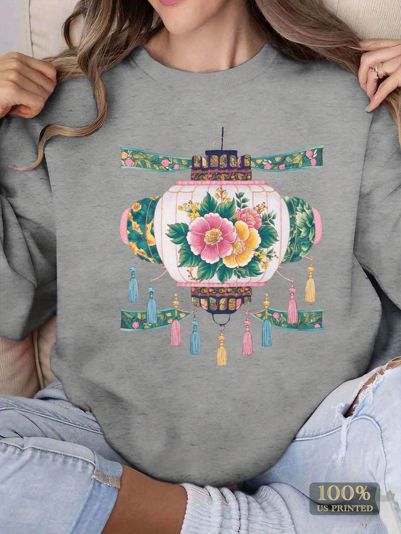 Teediy Floral Embroidered Lantern Women'S Sweatshirts Teediy Floral Embroidered Lantern Women'S Sweatshirts